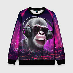 Свитшот детский DJ monkey - Neon city, цвет: 3D-черный