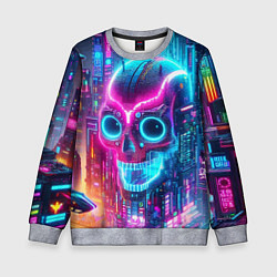 Свитшот детский Neon skull in metropolis - future, цвет: 3D-меланж