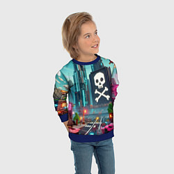 Свитшот детский Minecraft district with skull - ai art fantasy, цвет: 3D-синий — фото 2