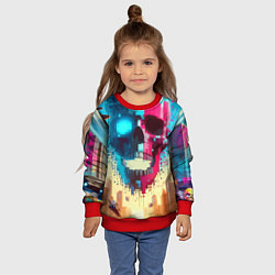 Свитшот детский Cool vanguard neon cyber skull - ai art, цвет: 3D-красный — фото 2