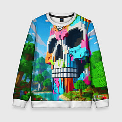 Детский свитшот Minecraft skull - ai art fantasy