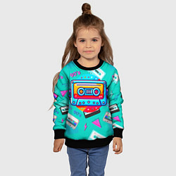 Свитшот детский Кассеты и надпись 90s, цвет: 3D-черный — фото 2