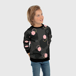 Свитшот детский Геометрия на темном фоне, цвет: 3D-черный — фото 2