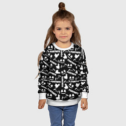 Свитшот детский Fortnite black pattern, цвет: 3D-белый — фото 2