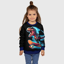 Свитшот детский Cool Dino on a skateboard - neon glow fantasy, цвет: 3D-синий — фото 2