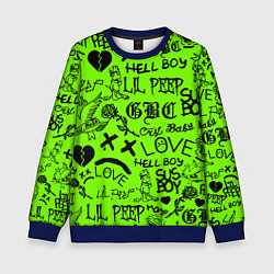 Свитшот детский Lil Peep кислотный паттерн, цвет: 3D-синий