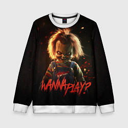 Свитшот детский Chucky wanna play?, цвет: 3D-белый