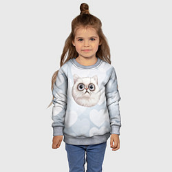 Свитшот детский Белый кот невдупленыш, цвет: 3D-меланж — фото 2