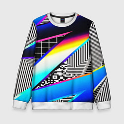 Свитшот детский Neon stripes geometry, цвет: 3D-белый