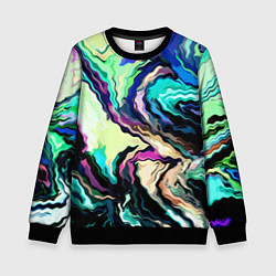 Свитшот детский Абстракция смесь красок сине-зелёный, цвет: 3D-черный