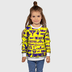 Свитшот детский Логотипы игр на жёлтом, цвет: 3D-белый — фото 2