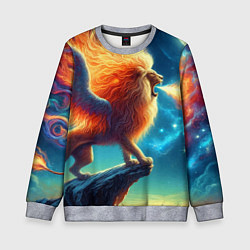 Детский свитшот Огнедышащий крылатый лев - неоновое свечение