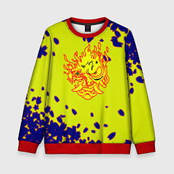 Свитшот детский Cyberpunk 2077 листья сакуры, цвет: 3D-красный