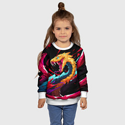 Свитшот детский Злая желтая змея, цвет: 3D-белый — фото 2