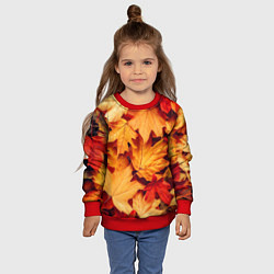 Свитшот детский Осенние кленовые листья, цвет: 3D-красный — фото 2