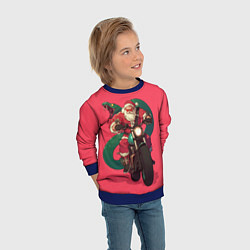 Свитшот детский Дед Мороз на мотоцикле с змеёй за спиной, цвет: 3D-синий — фото 2