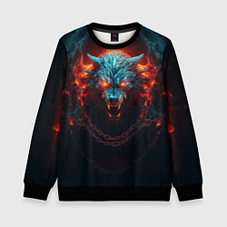 Детский свитшот Агрессивный волк с горящими глазами