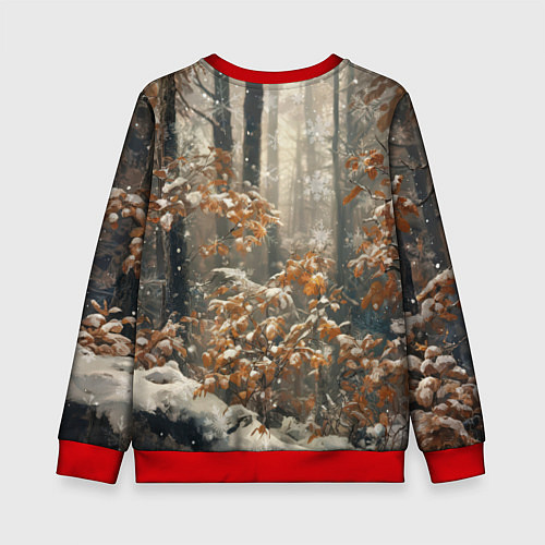 Детский свитшот Бело-рыжая лиса / 3D-Красный – фото 2