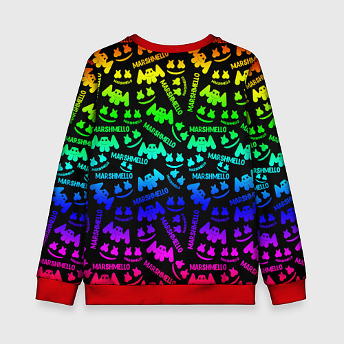 Детский свитшот Marshmello neon steel pattern / 3D-Красный – фото 2