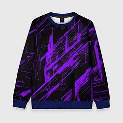 Свитшот детский Purple stripes on a black background, цвет: 3D-синий