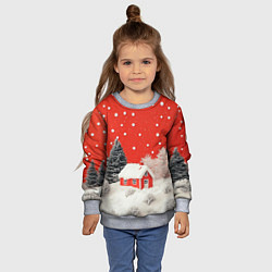Свитшот детский Новогодний домик и красное небо, цвет: 3D-меланж — фото 2