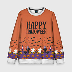 Свитшот детский Happy Halloween pattern, цвет: 3D-белый