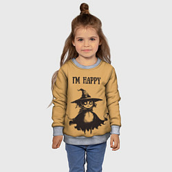 Свитшот детский Хэллоуин ведьма im happy, цвет: 3D-меланж — фото 2