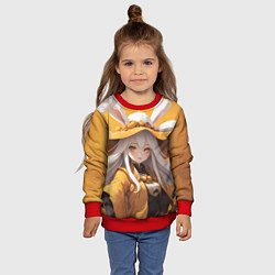 Свитшот детский Аниме на желтом фоне, цвет: 3D-красный — фото 2