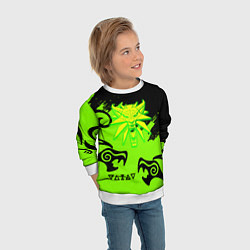 Свитшот детский Ведьмак кислотное лого драконы, цвет: 3D-белый — фото 2