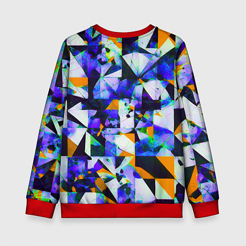 Детский свитшот Жёлто-синяя тревожная абстракция на белом фоне / 3D-Красный – фото 2
