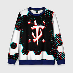 Свитшот детский Doom hexagon glitch color, цвет: 3D-синий