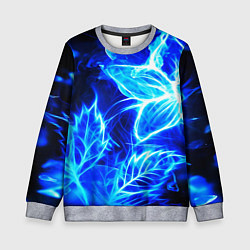 Свитшот детский Огненный синий цветок, цвет: 3D-меланж