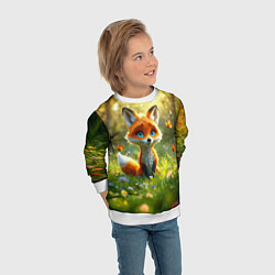 Свитшот детский Рыжая лисичка и бабочки, цвет: 3D-белый — фото 2