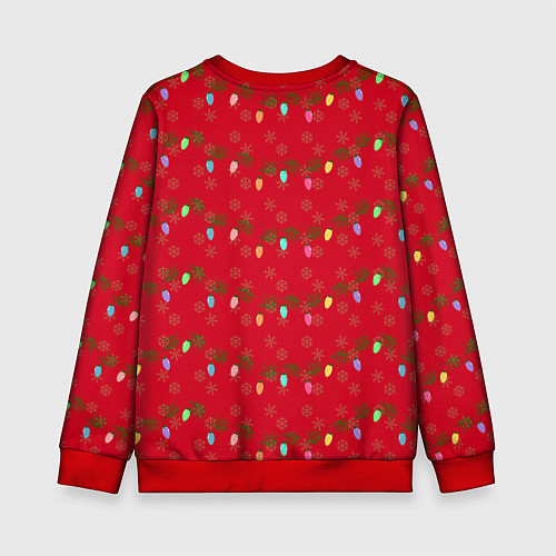 Детский свитшот Гирлянды на красном / 3D-Красный – фото 2