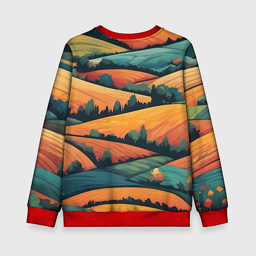 Детский свитшот Поля луга / 3D-Красный – фото 2