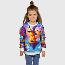 Свитшот детский Pikachu in a stargazers hat, цвет: 3D-белый — фото 2