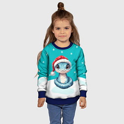 Свитшот детский Новогодняя голубая змейка символ 2025, цвет: 3D-синий — фото 2