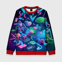 Свитшот детский Фантастическая абстрактная композиция - сюрреализм, цвет: 3D-красный