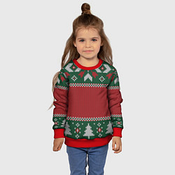 Свитшот детский Knitted Christmas Pattern, цвет: 3D-красный — фото 2