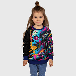 Свитшот детский Cool cyber skull - ai art, цвет: 3D-синий — фото 2