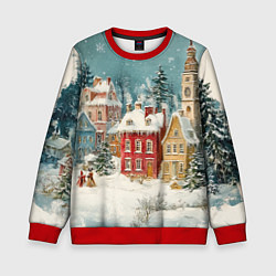 Свитшот детский Праздничный новогодний город, цвет: 3D-красный