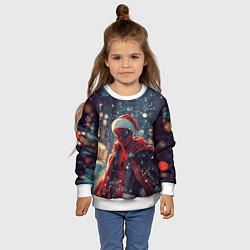 Свитшот детский Человек-паук в шапке Санты, цвет: 3D-белый — фото 2