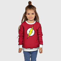 Свитшот детский Flash on red background, цвет: 3D-белый — фото 2