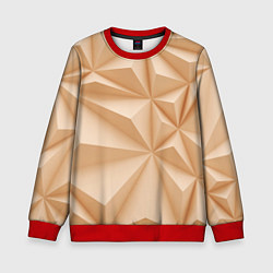 Свитшот детский Бежевые полигональные фигуры, цвет: 3D-красный