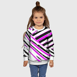 Свитшот детский Розово-чёрные полосы на белом фоне, цвет: 3D-белый — фото 2