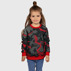 Свитшот детский Камуфляж черный в красную полоску, цвет: 3D-красный — фото 2