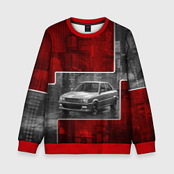 Детский свитшот Автомобиль в серо-красных тонах