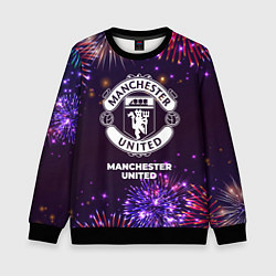 Свитшот детский Праздничный Manchester United, цвет: 3D-черный