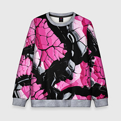 Свитшот детский Чёрные линии на чёрно-розовом фоне, цвет: 3D-меланж