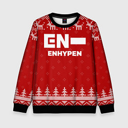 Свитшот детский Новогодний Enhypen с оленями, цвет: 3D-черный